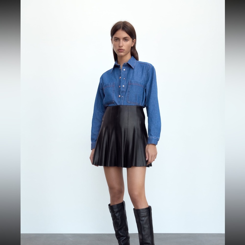zara faux leather mini skirt